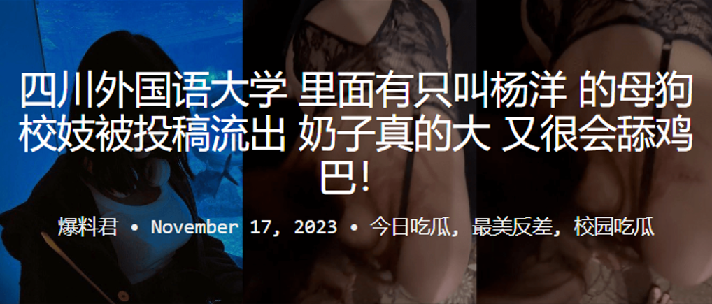 川外校妓杨洋:爆乳母狗投稿流出,口活舔到鸡巴爆炸